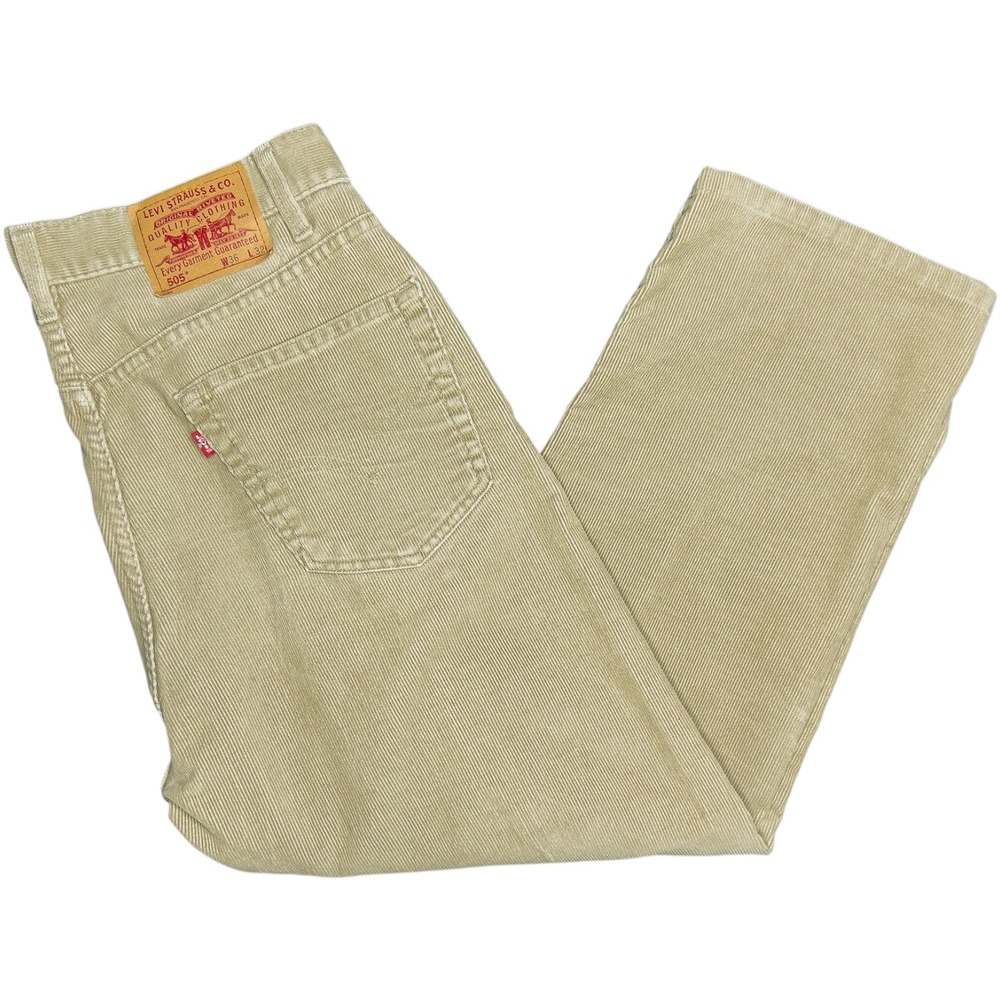 Vintage Levis 505 Corduroy Jeans Men's 34X27 Y2K Khaki Straight Regular Pants
